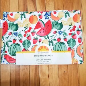 Set of 4 Easy Care Placemats Fruits Colorful 13"×19"